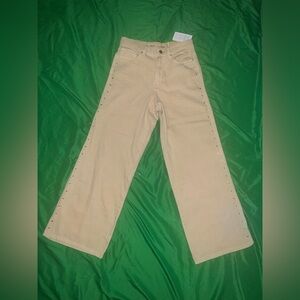 Michael by Michael Kors Carmen High Rise Wide Leg Khaki Denim Pants size 6
